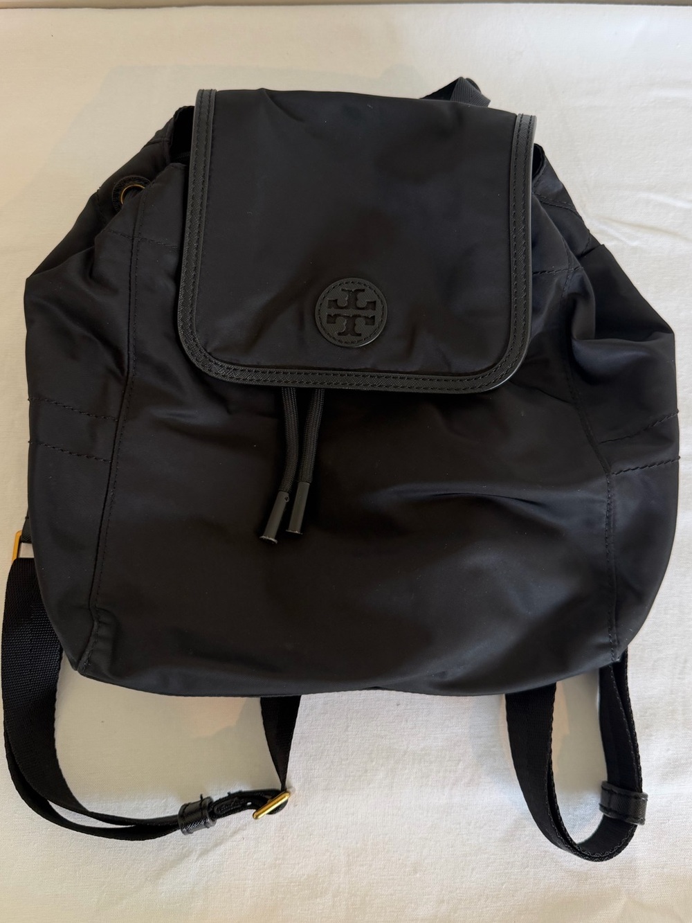 Tory Burch Scout Mini Nylon Backpack Black Drawstring Travel Bag